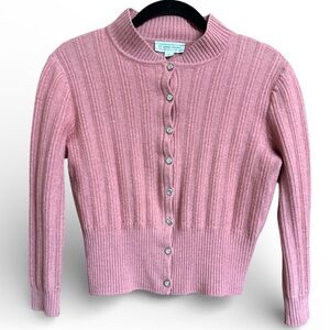 Vintage St. John Sport Ribbed Button Down Cardigan Sweater Old Money Pink Large